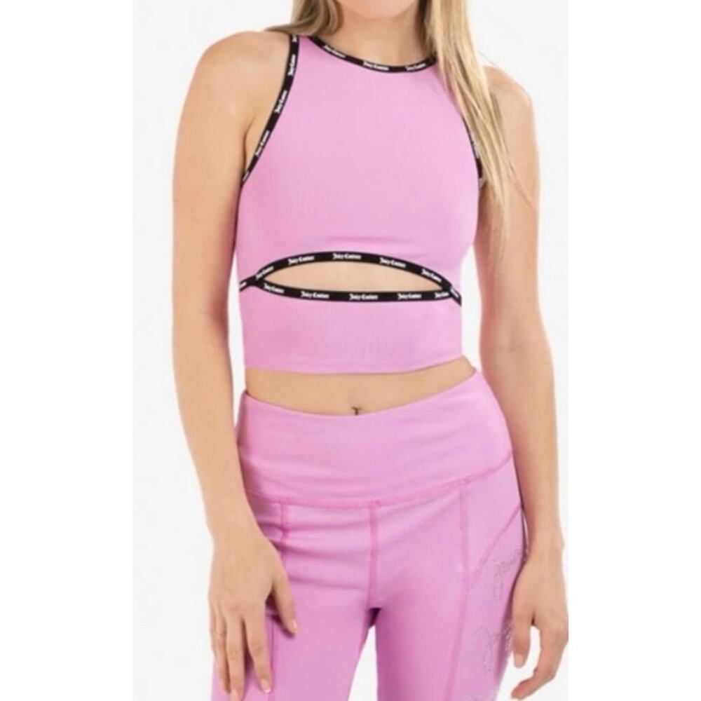 Juicy Couture Violet Dusk Cut Out Ribbed Crop Tank Top Size Medium